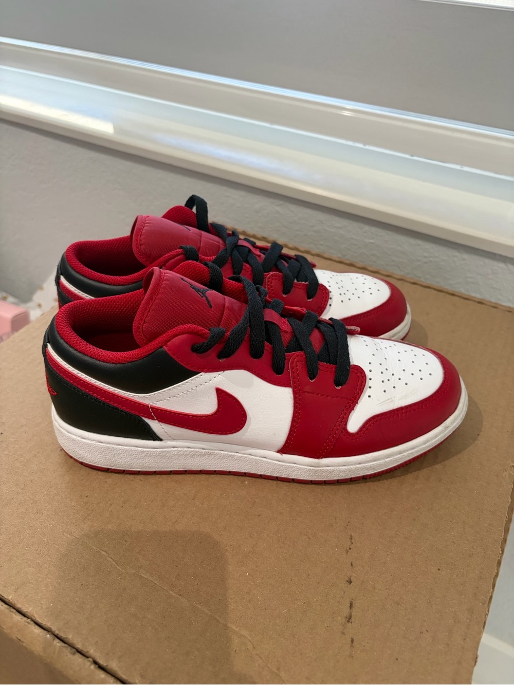 Nike Air Jordan 1 Low GS BLACK, WHITE and RED Low-Top Sneakers